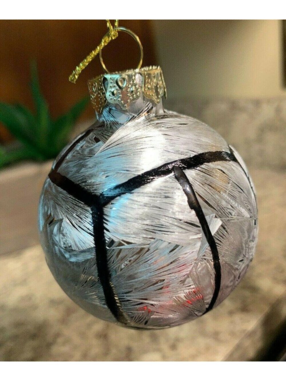 Robert Stanley Christmas Ornament Volleyball Blown Glass Team Sport 2" U34